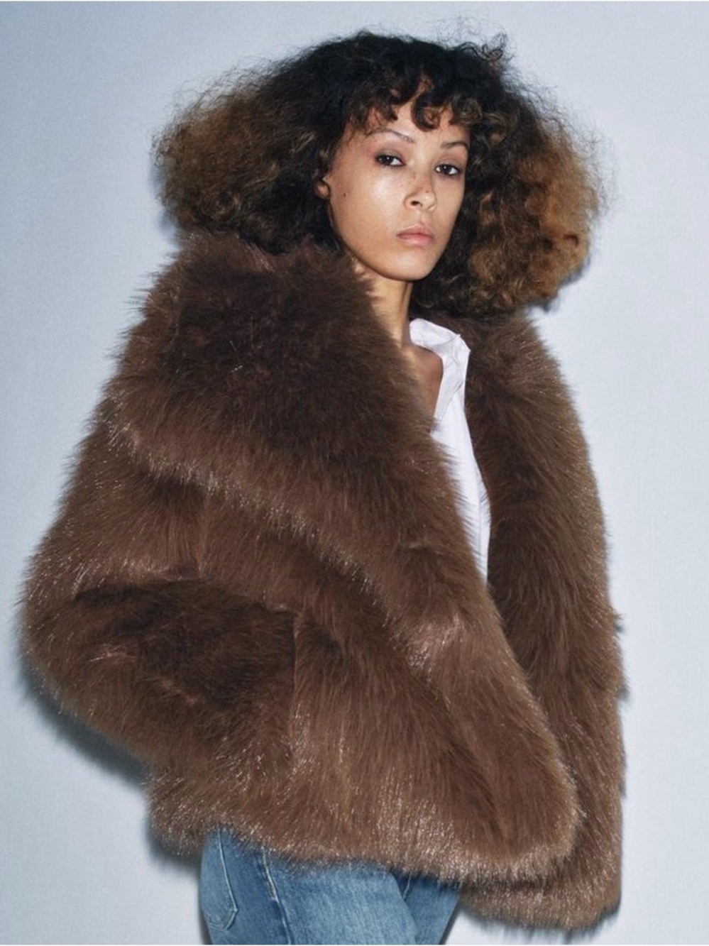 🤎ZARA NWT Luxe Chocolate Brown Faux Fur Coat | Timeless Glam | Size M
